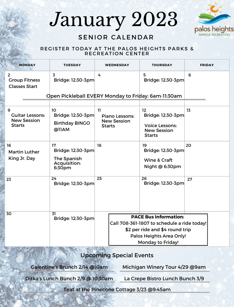 Senior Calendar January 2023