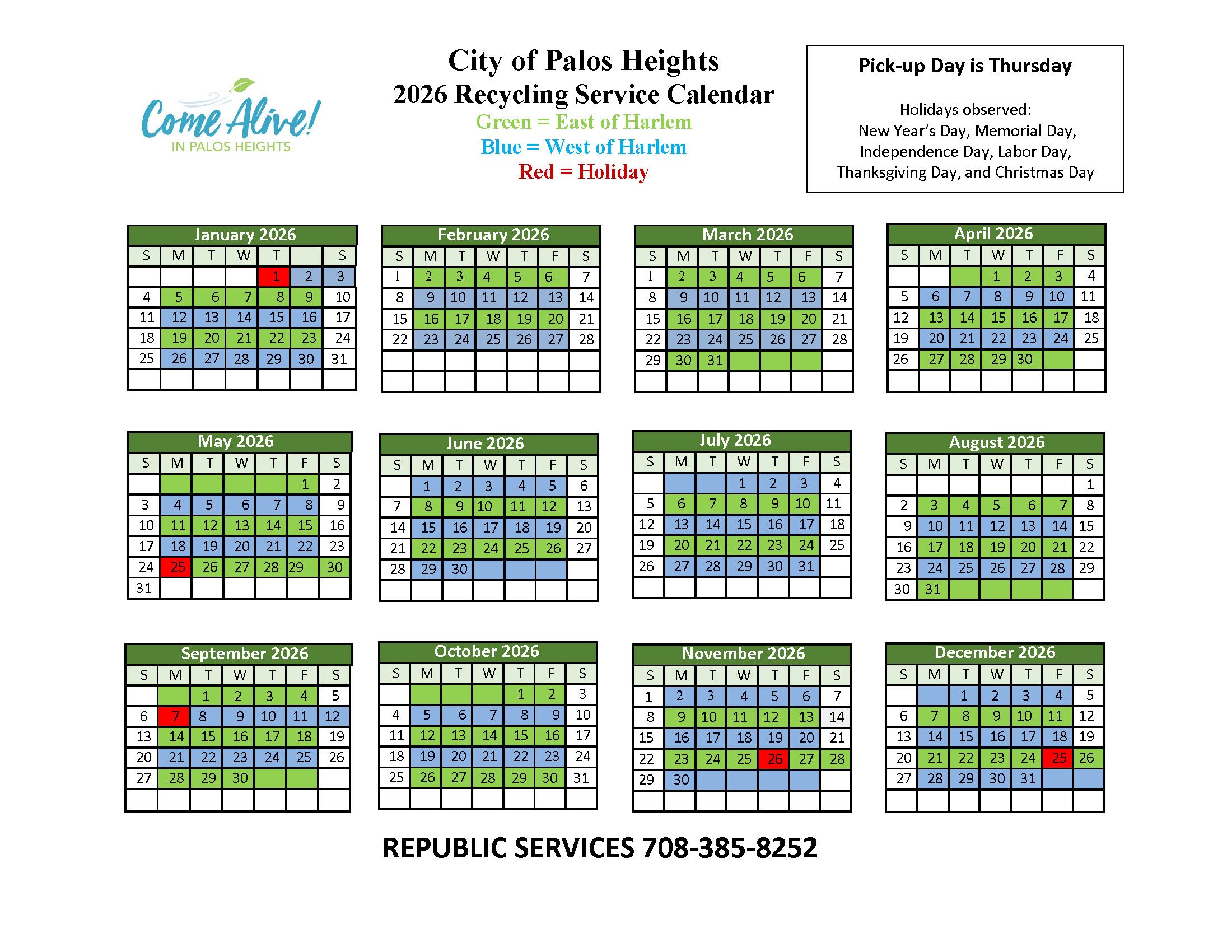 2026 Recycling Calendar